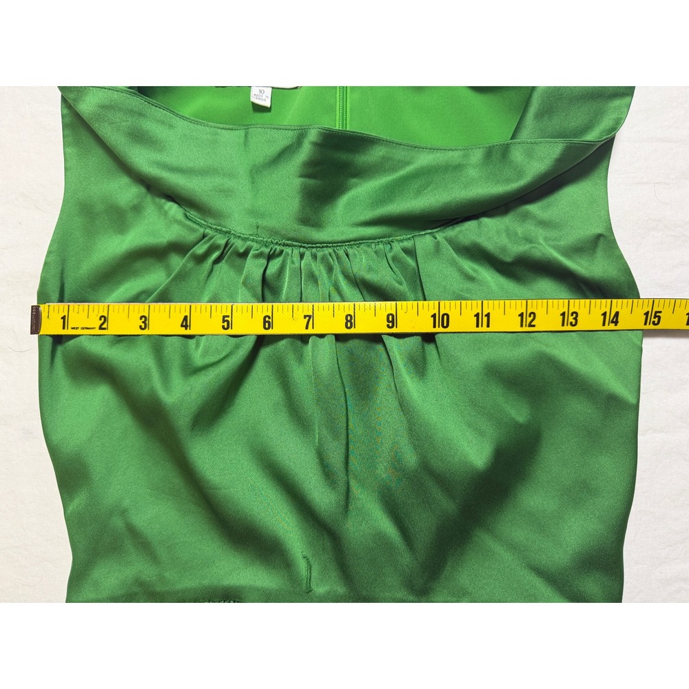 Donna Ricco Emerald Green Cowl Neck Satin Sheath Midi Dress Size 10 - Picture 6 of 10
